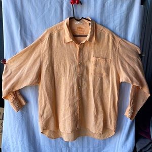 Orange, 100% linen shirt.  XXL